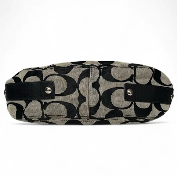 Coach Signature Black & Khaki Canvas Shoulder Bag - Picture 6 of 11